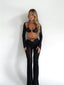 VALINCIA LONG SLEEVE TOP BLACK Crop Top 