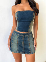 JAYLA DENIM MINI SKIRT - OUTCAST EXCLUSIVES Mini Skirt BOSDA 