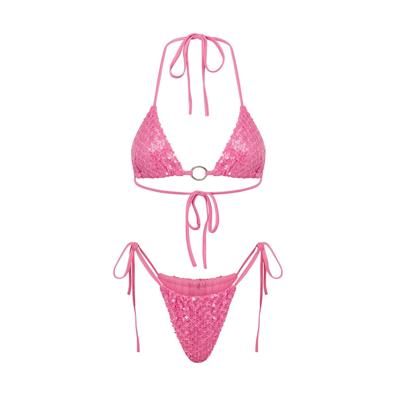 AIRE BIKINI TOP PINK SEQUIN bikini top 