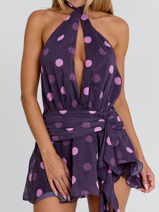 ALASIA MINI DRESS DEEP MAUVE POLKA DOT Mini Dress 
