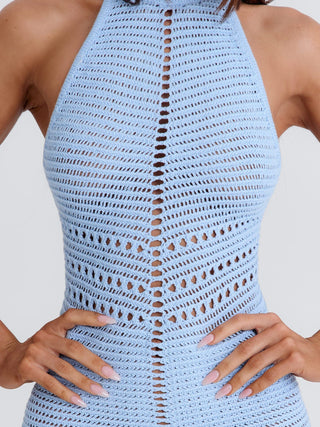 celena mini dress light blue burnout Aleena Mini Dress Light Blue