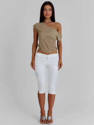 ALEXUS LONGLINE TOP TAN Crop Top 