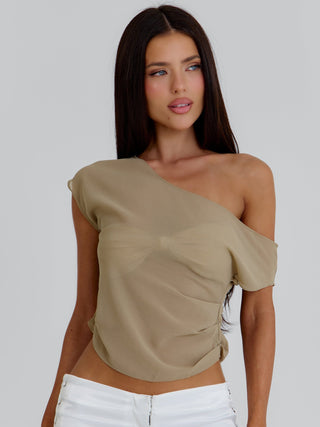 ALEXUS LONGLINE TOP TAN Crop Top 