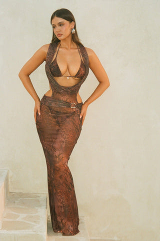 ALISA MAXI DRESS MAUVE LEOPARD Maxi Dress 