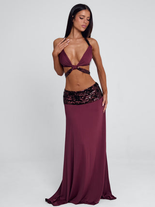 ALUNA TOP BURGUNDY Crop Top 
