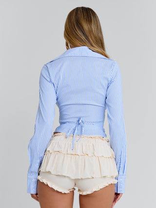 ALYISSIA TOP BLUE STRIPE Crop Top 