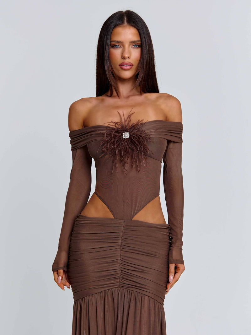 ANGELAE MAXI DRESS CHOCOLATE BROWN Maxi Dress 