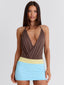 ANGELAIN MINI DRESS BROWN SPLICE Mini Dress 