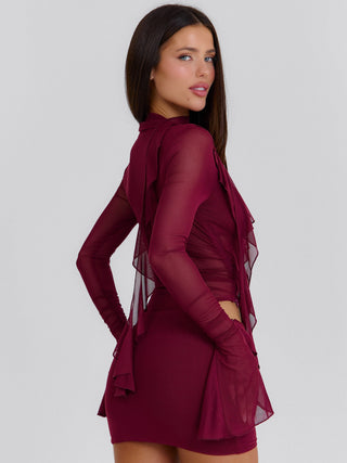 AVALINE MINI DRESS BURGUNDY Mini Dress 