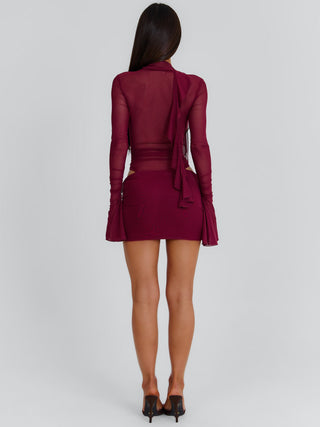 AVALINE MINI DRESS BURGUNDY Mini Dress 