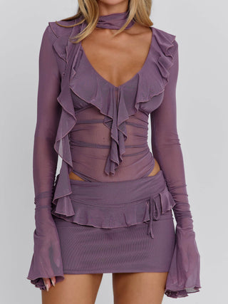 AVALINE MINI DRESS DUSTY PURPLE Mini Dress 