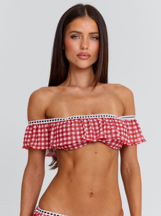 BETTY TOP RED GINGHAM Crop Top 