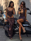 SHANIA MINI SKIRT BROWN Mini Skirt 