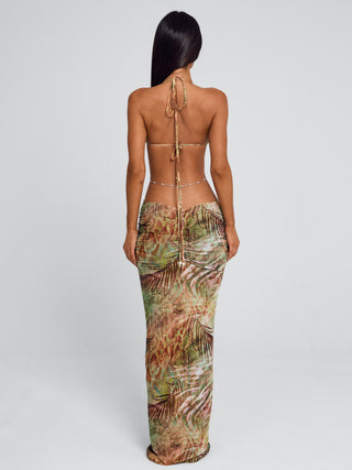 caterina maxi dress outcast Women's Brown Print Nyomi Maxi Dress Cyrene in Size XL by Outcast