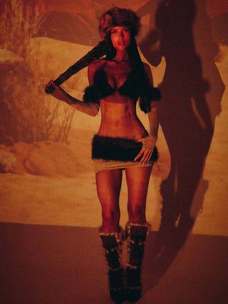 CAVEWOMAN TOP SET BROWN Crop Top 