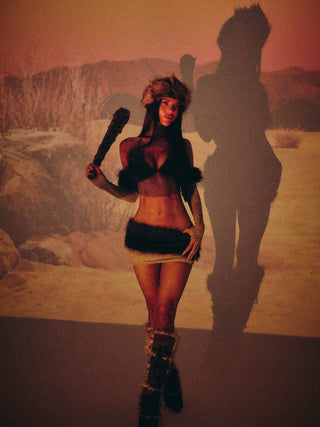 CAVEWOMAN MICRO MINI SKIRT BROWN Mini Skirt 