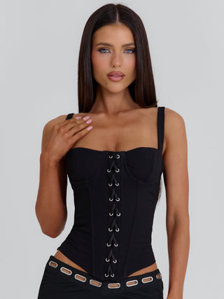 CHARLI CORSET TOP BLACK Playsuit 