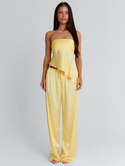 CLOVELLY SATIN PANTS YELLOW