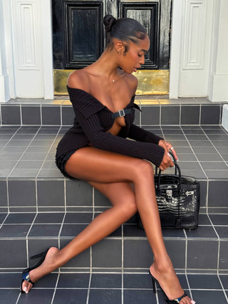 COLBY LONG SLEEVE TOP BLACK Crop Top 