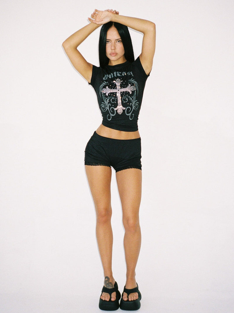 DAYTON CROSS TEE BLACK Baby Tee 