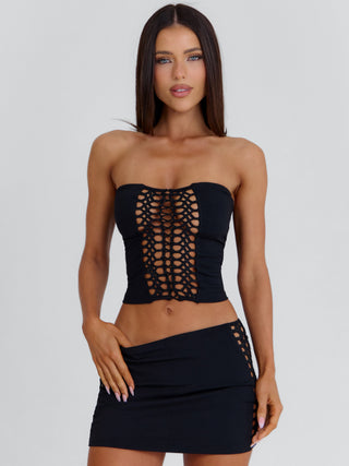 DELICE LONGLINE TOP BLACK Top 
