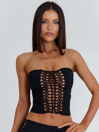 DELICE LONGLINE TOP BLACK Top 