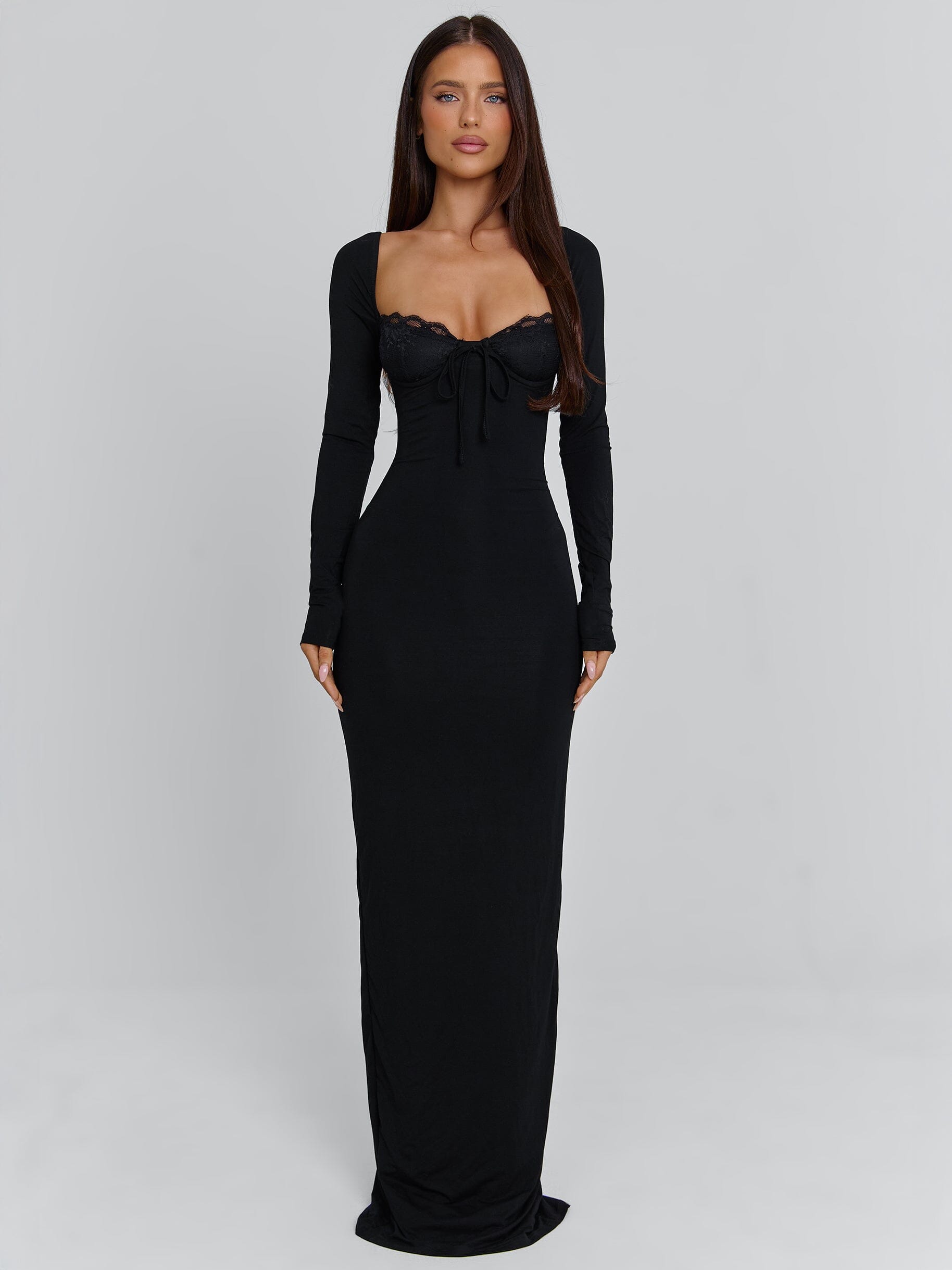 chinese dress ladies Miriam Long Maxi Party Dress with Ruffled Skirt Black / Large main image 0