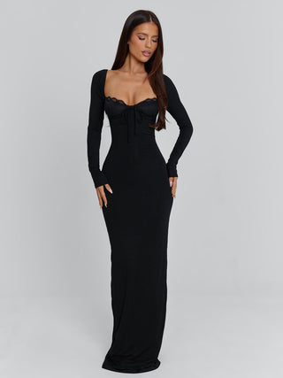 DIONNE LONG SLEEVE MAXI DRESS BLACK Maxi Dress 