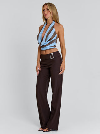 ELYSA PANT BROWN PINSTRIPE Pants 