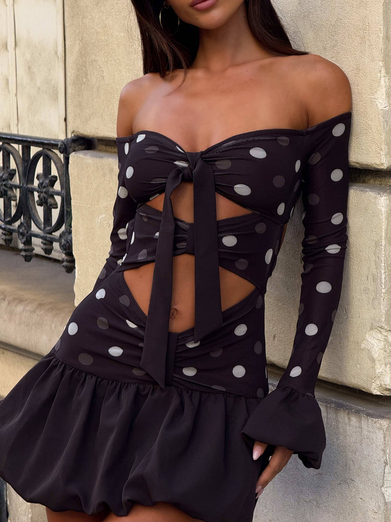 ELYSHA MINI DRESS CHOC POLKA DOT Mini Dress 