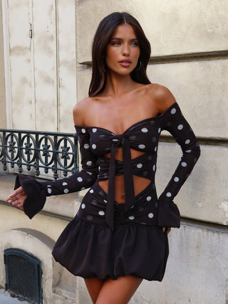 ELYSHA MINI DRESS CHOC POLKA DOT Mini Dress 