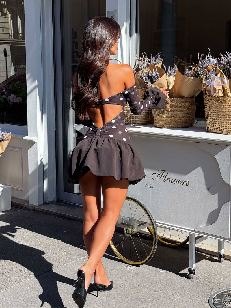 ELYSHA MINI DRESS CHOC POLKA DOT Mini Dress 