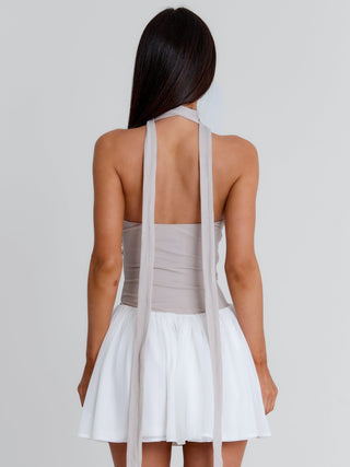 EMORY MINI DRESS TAUPE WHITE Mini Dress 