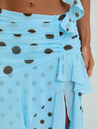 FARWIN MAXI SKIRT BLUE POLKA DOT Maxi Skirt 