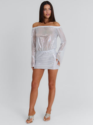 GWENDALYN MINI DRESS SILVER Mini Dress 