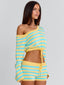 HATTIE SHORTS BLUE AND YELLOW STRIPE Shorts 