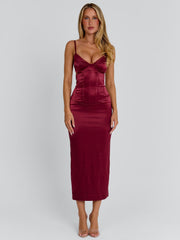 HOLLIE MIDI DRESS BURGUNDY