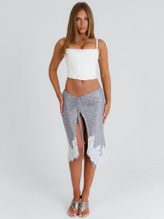 LAELIA MIDI SKIRT SILVER Midi Skirt 