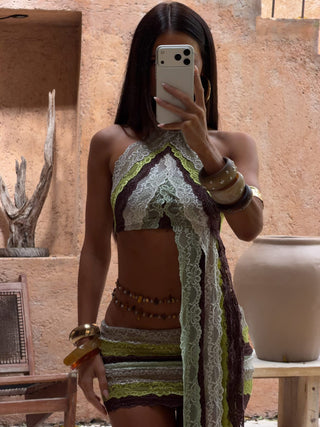 OSLO MINI SKIRT GREEN STRIPE Mini Skirt 