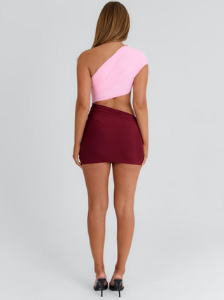 ISLAN MINI DRESS PINK/BURGUNDY Mini Dress 