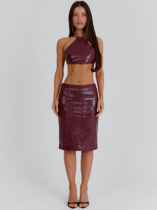 JAMEELA MIDI SKIRT BURGUNDY Midi Skirt 