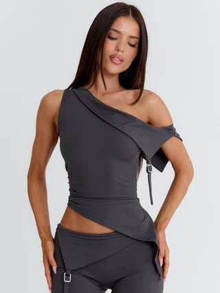 JULIETT CROP TOP DARK GREY Crop Top 