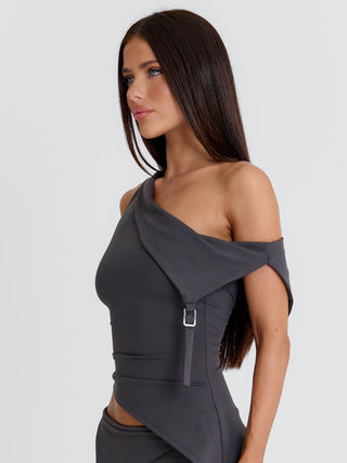 JULIETT CROP TOP DARK GREY Crop Top 