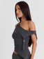 JULIETT CROP TOP DARK GREY Crop Top 