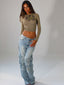 ZINNIA LONG SLEEVE TOP KHAKI Crop Top 