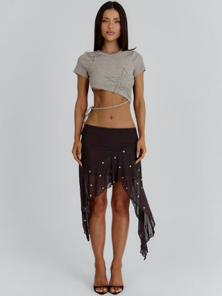 KAYDENCE MIDI SKIRT BROWN Midi Skirt 