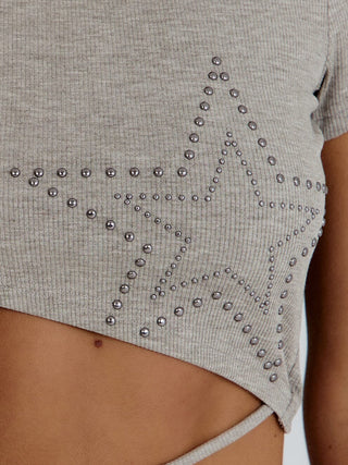KEIRAH TEE GREY MARLE Crop Top 