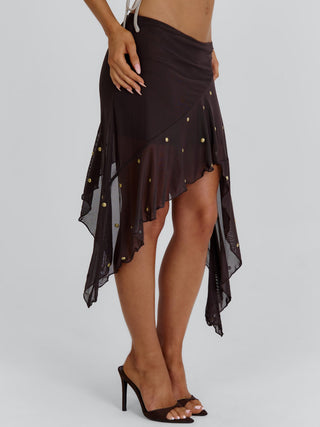 KAYDENCE MIDI SKIRT BROWN Midi Skirt 