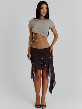 KEIRAH TEE GREY MARLE Crop Top 
