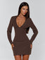 KESSIA MINI DRESS BROWN PINSTRIPE Mini Dress 